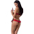 Passion Exclusive Cherry Set OpenBra - Комплект эротического белья: бюстгальтер с открытой грудью и стринги, S/M (красный)
